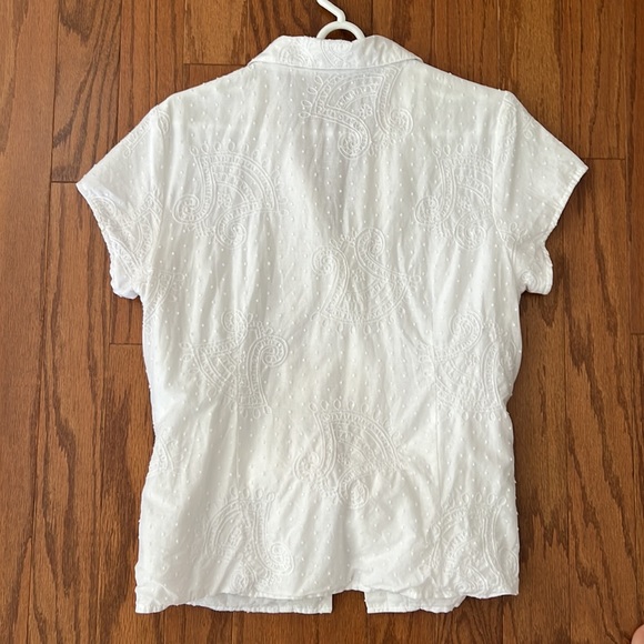 Coldwater Creek pretty embroidered white tie waist blouse - Picture 5 of 11